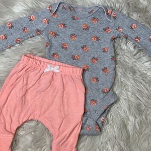Two Piece Floral and Peach Set